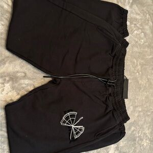 RTA Black Graphic Sweatpants with White  and black sinner Logo